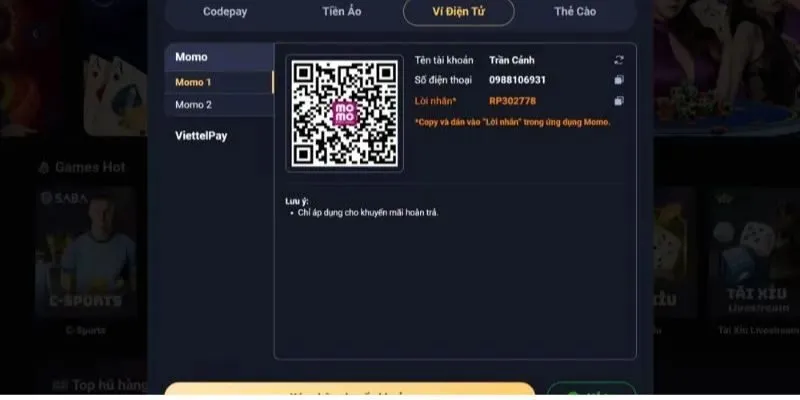 Những lưu ý quan trọng khi nạp tiền VIN88